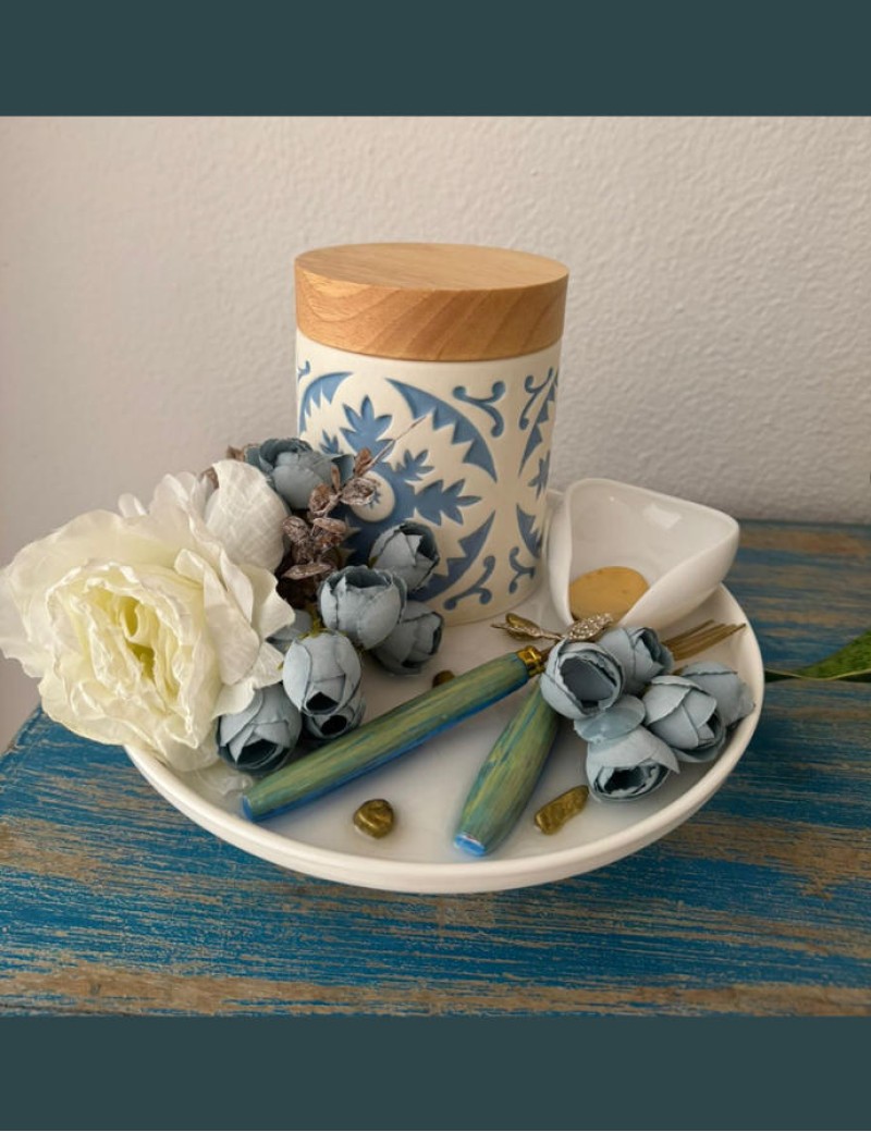 Azure Bloom Cutlery Holder