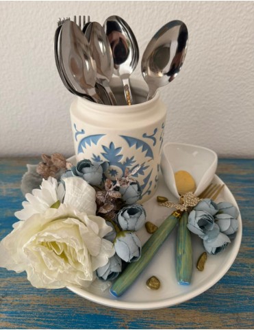 Azure Bloom Cutlery Holder