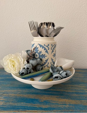 Azure Bloom Cutlery Holder