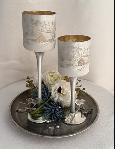Dreamy Frosted Glass Candle Holder Duo