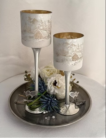 Dreamy Frosted Glass Candle Holder Duo