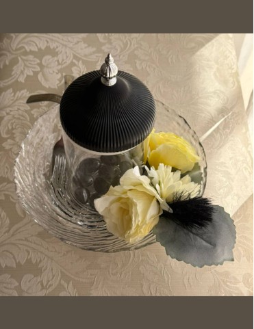 Floral Elegance Glass Cutlery Holder