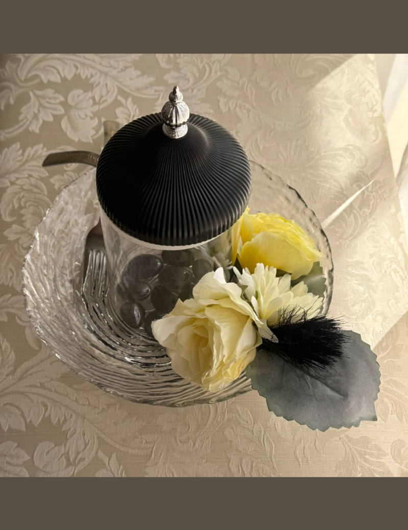 Floral Elegance Glass Cutlery Holder
