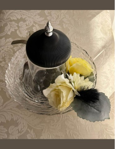 Floral Elegance Glass Cutlery Holder