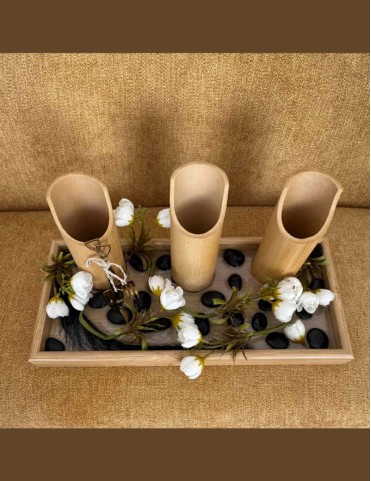 Rustic Bloom Bamboo Cutlery Holder