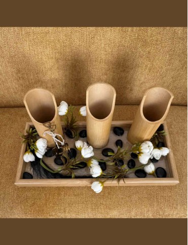 Rustic Bloom Bamboo Cutlery Holder