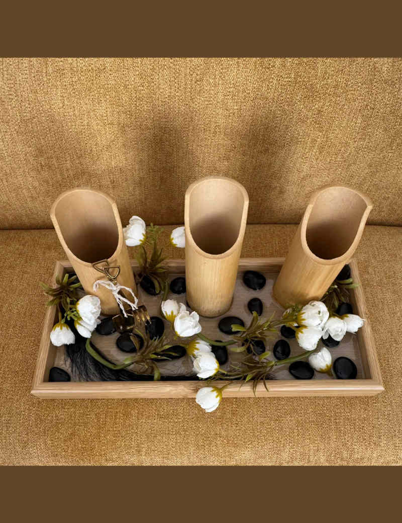 Rustic Bloom Bamboo Cutlery Holder