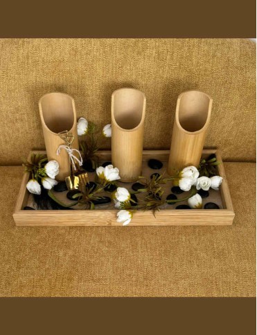 Rustic Bloom Bamboo Cutlery Holder