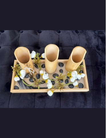 Rustic Bloom Bamboo Cutlery Holder