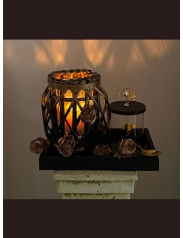 Rustic Rose Lantern Cutlery Holder