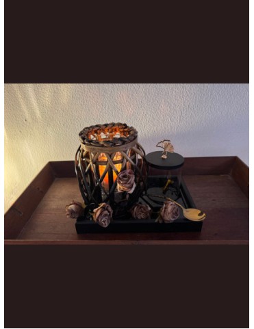 Rustic Rose Lantern Cutlery Holder