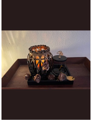 Rustic Rose Lantern Cutlery Holder